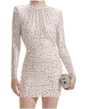 Self-Portrait High-Neck Mini Dress - White