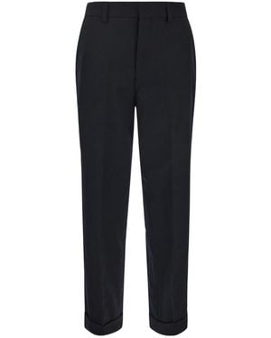 Closed Straight-Leg Virgin-Wool Pants - Black