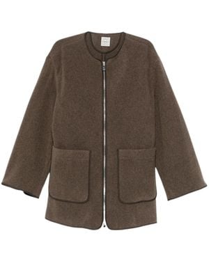 TOTEME Totme Pocket Detailed Zip-Up Jacket - Brown