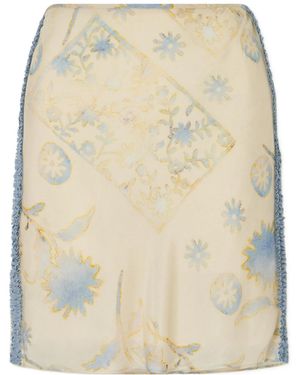 SIR. Cecile Ruffled Printed Chiffon Midi Skirt - Natural
