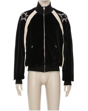 Valentino Panther Embellished Velvet Jacket - Black