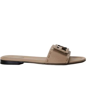 Fendi Logo Flat Sandals - White