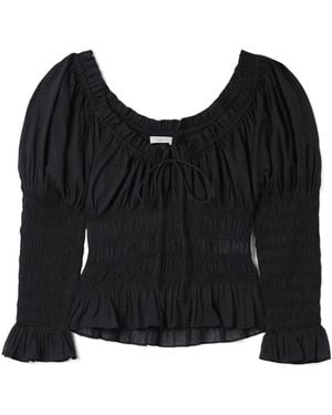 Doen Scoop Neck Long Sleeve Top - Black