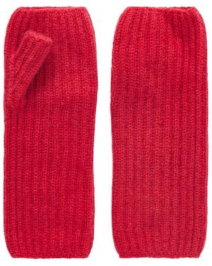 Johnstons of Elgin Ribbed-Knit Cashmere Gloves - Red