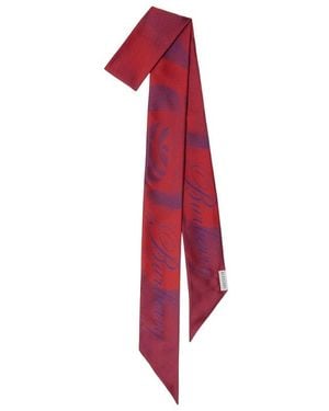 Burberry Rose-Print Silk Scarf - Red