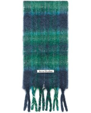 Acne Studios Plaid Fringed Scarf - Green