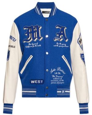 Amiri Logo Embroidered Dream Team Varsity Jacket - Blue