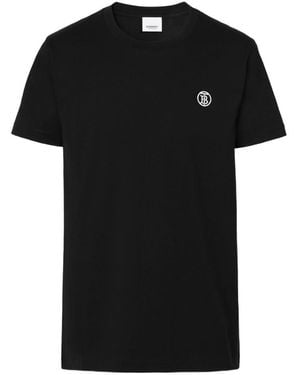 Burberry Logo Embroidered Crewneck T-Shirt - Black