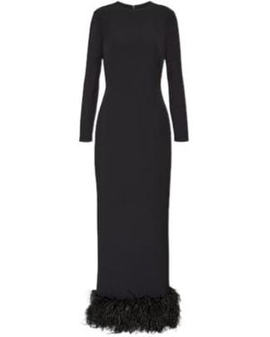 Safiyaa Feather-Trimmed Crêpe Gown - Black