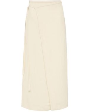 St. Agni Viscose Twill Midi Wrap Skirt - Natural
