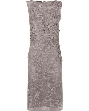 Alberta Ferretti Foliage Macramé Lace Midi Dress - Grey
