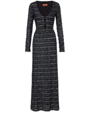 Missoni Cutout Knitted Tweed Maxi Dress - Black