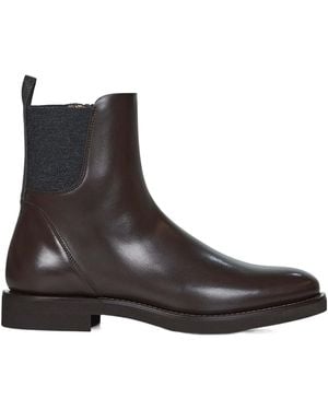 Brunello Cucinelli Round Toe Ankle Boots - Brown