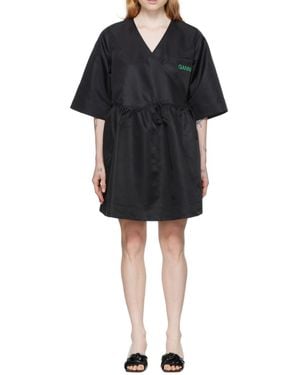 Ganni Y-Neck Dress - Black