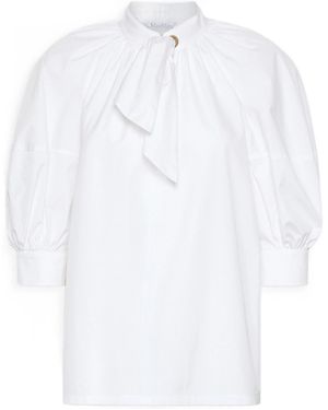 Max Mara Bow-Detail Puff-Sleeve Blouse - White