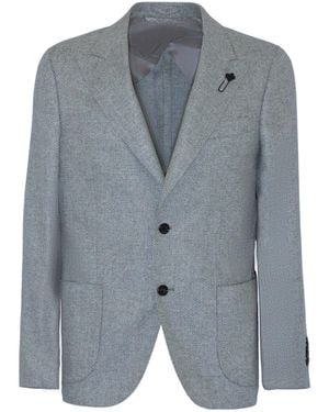 Lardini Herringbone Single-Breasted Blazer - Grey