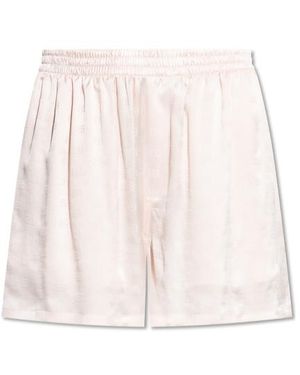 Balenciaga Monogram Elastic Waist Shorts - Natural