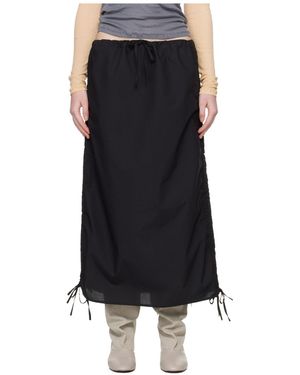 Baserange Drawstring Midi Skirt - Black
