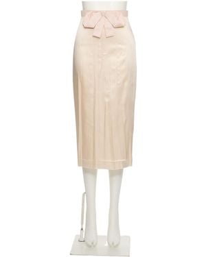 Valentino Bow Detailed High Waist Midi Skirt - White
