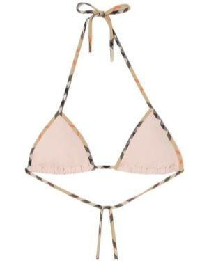 Burberry Check Trim Bikini Top - Natural
