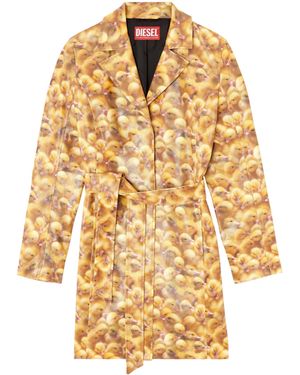 DIESEL G-Oji Duckling-Print Belted Coat - Metallic