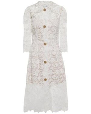 Oscar de la Renta Embellished Lace Midi Dress - White