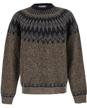 Roberto Collina Jacquard Crew Neck Knit Jumper - Grey