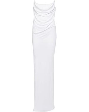 Alex Perry Draped Corset Jersey Gown - White