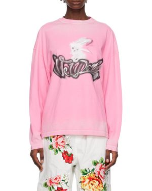 we11done Graphic-Print Cotton Sweatshirt - Pink
