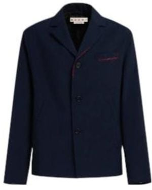 Marni Stitch Detailed Long-Sleeved Blazer - Blue