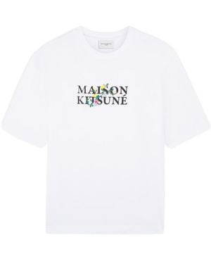 Maison Kitsuné Maison Kitsuné Logo Printed Crewneck T-Shirt - White