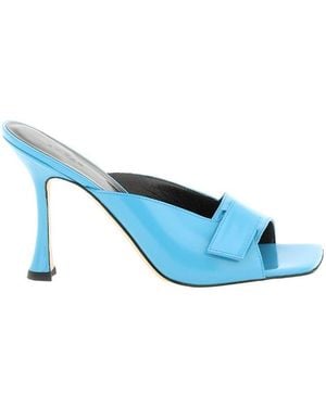 BY FAR Squared-Toe Stiletto Heel Sandals - Blue