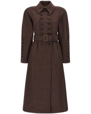 Chloé Chloé Double-Breasted Houndstooth Riding Coat - Brown