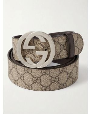 Gucci Gg Supreme Buckle Belt - Gray