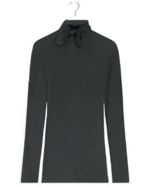 Lemaire Neck-Tie Long-Sleeve Top - Black
