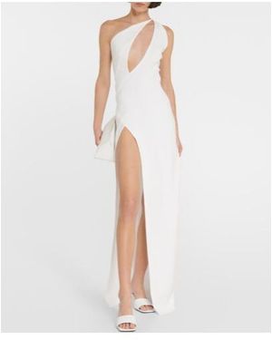 Monot One-Shoulder Keyhole Gown - White