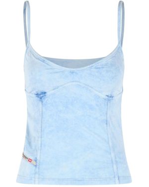 DIESEL T-Ony Strappy Denim-Look Top - Blue