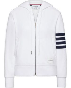 Thom Browne 4-Bar Zip-Up Hoodie - White