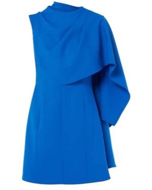Oscar de la Renta Caped Wool-Blend Minidress - Blue