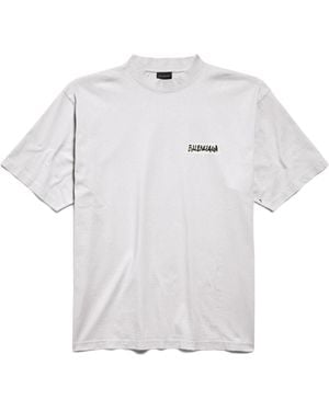 Balenciaga Logo Printed Crewneck T-Shirt - White