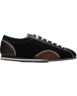 Wales Bonner Suede-Trimmed Leather And Canvas Sneakers - Black