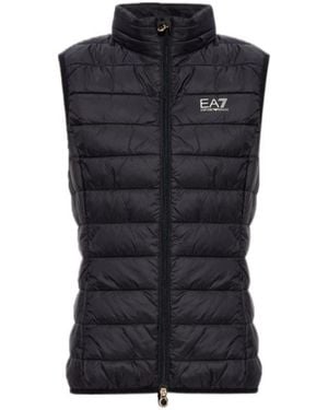 EA7 Logo Printed Zip-Up Gilet - Black
