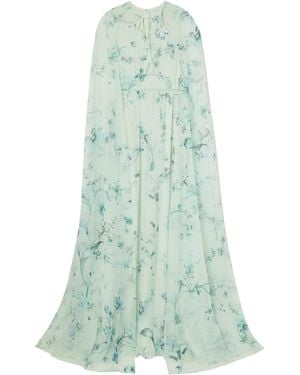 Erdem Kenley's Shawl-Style Tie-Up Printed Dress - Green
