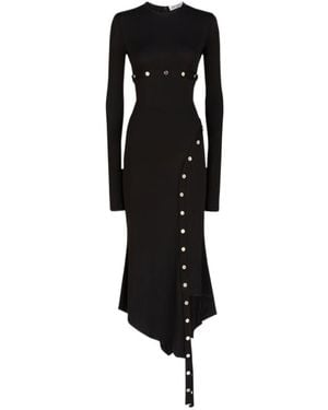 The Attico The Asymmetric Convertible Long-Sleeved Midi Dress - Black