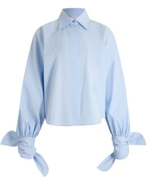 Patou Bow-Detail Long-Sleeve Blouse - Blue