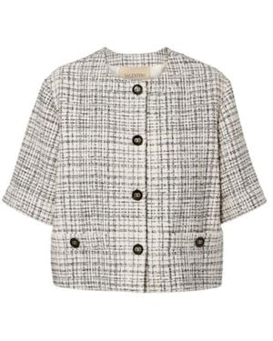 Valentino Cotton-Blend Tweed Jacket - Gray