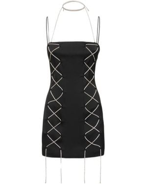 GIUSEPPE DI MORABITO Lace-Up Cady Envers Satin Mini Dress - Black