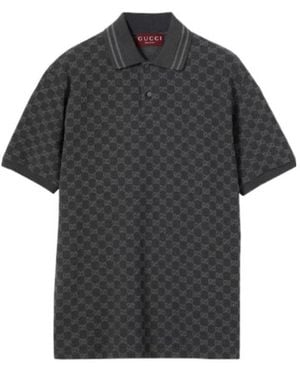 Gucci Gg Cotton Piquet Jacquard Polo Shirt - Black