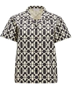 Moncler Geometric Print Cotton Short Sleeve Shirt - Black
