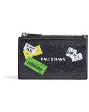 Balenciaga Stickers Printed Zipped Cardholder - Multicolour